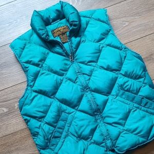 Vintage Eddie Bauer Goose Down Quilted Puffer Vest - Teal‎ Blue - Medium